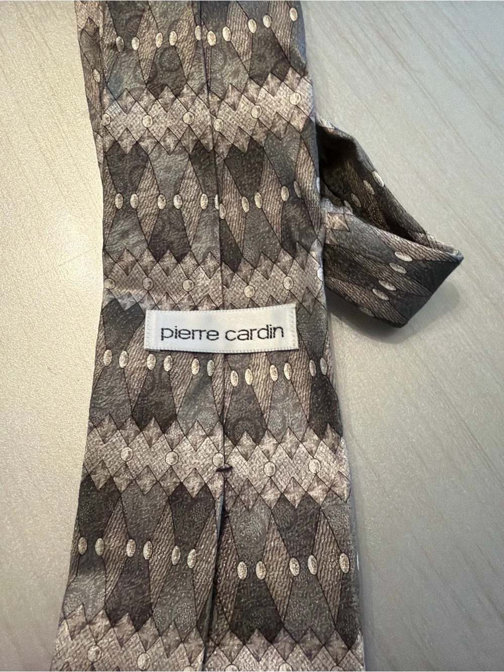 Pierre Cardin Men's Gray Patterned Silk Tie